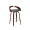 Armen Living Sonia 26" Counter Height Swivel Gray Faux Leather and Walnut Wood Bar Stool LCSOBAGRWA26 - alternate 1